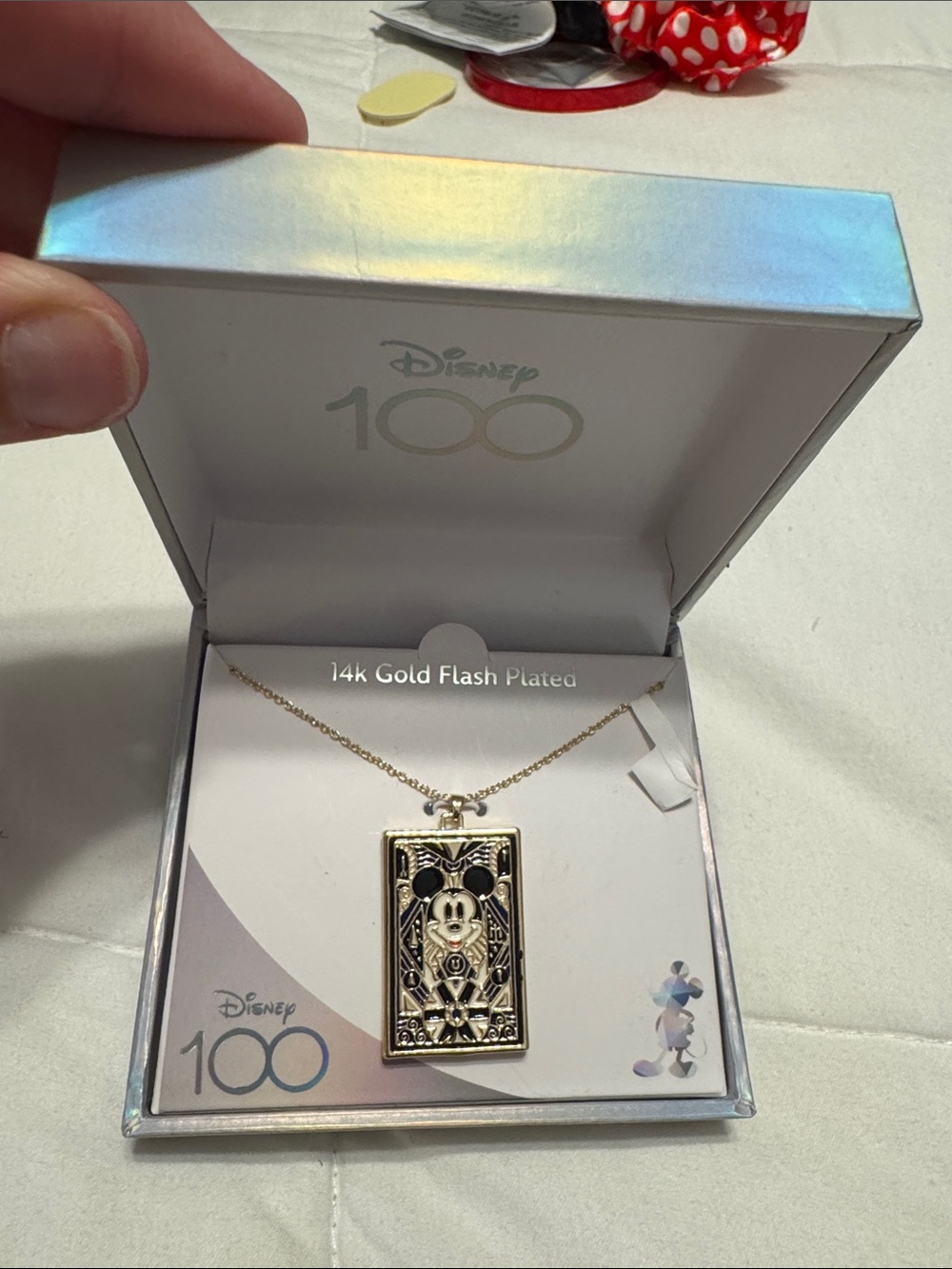 Disney 100 Mickey Mouse, 14 karat gold plated necklace and pendant NWT
